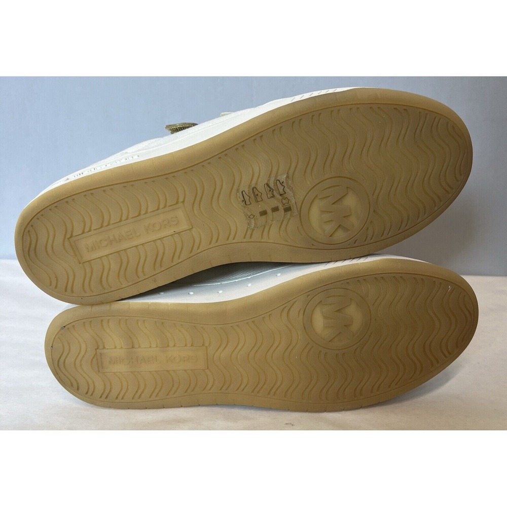 Michael Kors Gertie Tennis Shoes Mens 9.5‎ Cream Gold Low Top Sneakers - Picture 14 of 16
